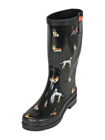 Gummistiefel Waldi Langschaft mit Hunde Motiv in schwarz