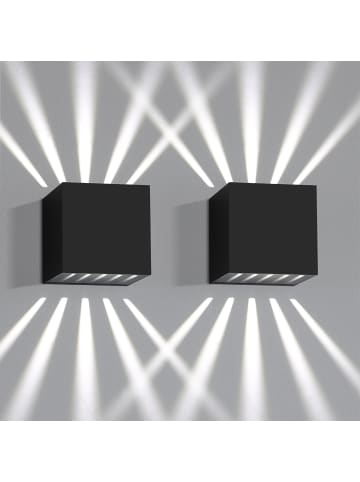 2er-Set Wandleuchte LED in schwarz kaltweiß Außenwandlamp 10W