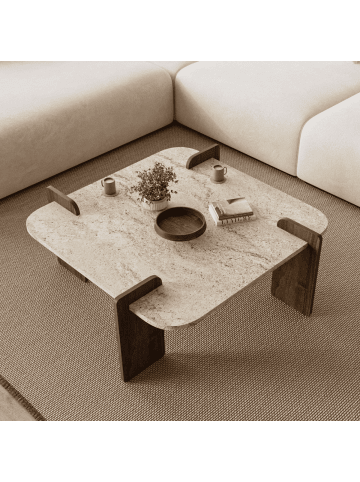 Couchtisch ORIGIN in Travertin - (W)90  x (H)35  x (L)90 cm