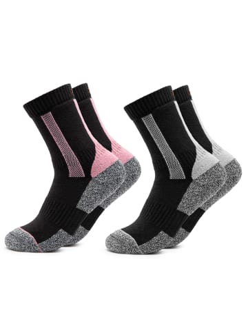 2er Pack Wandersocken Gerlinde in Schwarz-Pink