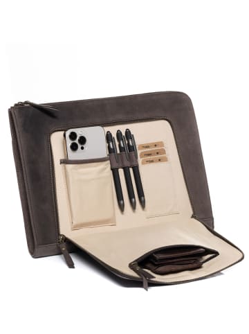 Leder-Laptophülle echt Leder Aktentasche 15 Zoll Laptop Fach braun in braun
