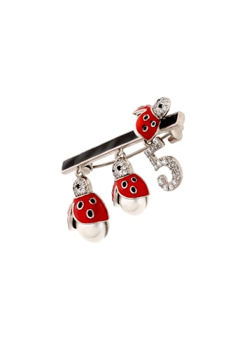 Women Brooch in Silver Black White