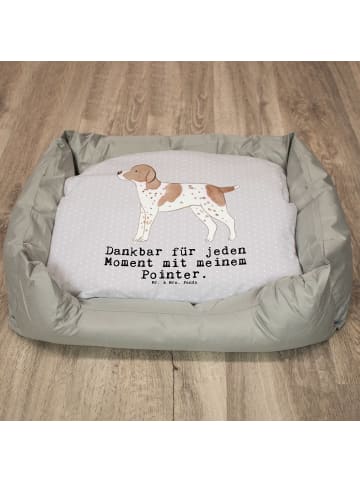 Hundebettchen Pointer Moment mit Spruch in Grau Pastell