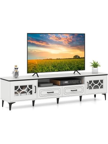 TV Schrank Bambus in Weiß