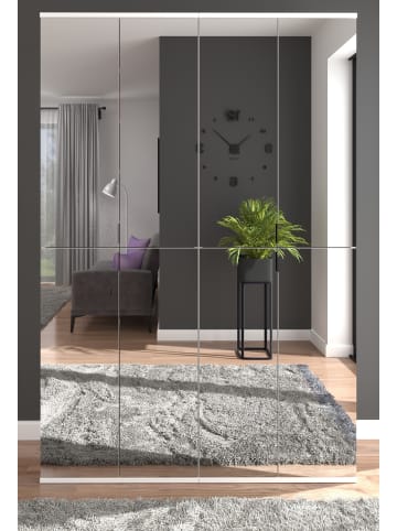 Schuhschrank weiß 122 cm, Garderobe 8 Türen mit Spiegel, Garderobenmöbel