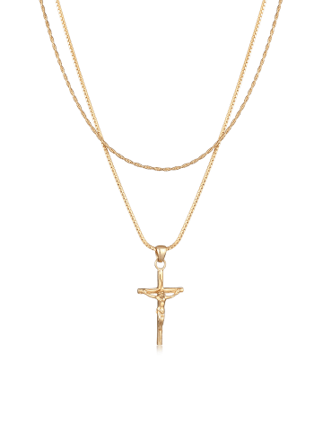 Halskette 925 Sterling Silber Kreuz in Gold