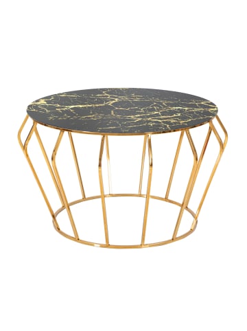 Couchtisch aus goldfarbenem Metall mit runder Tischplatte, Ø 78 x 44,5 cm