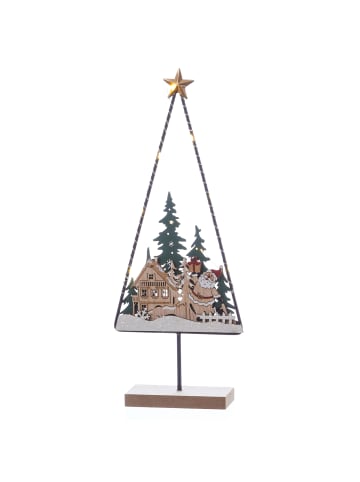LED Dekoleuchte SANTAS HOUSE 33cm in braun