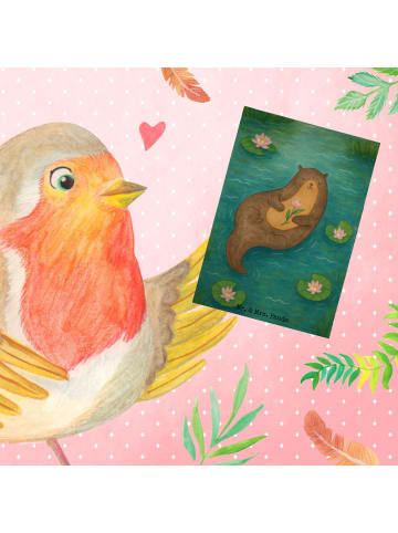 Grußkarte Otter Seerose Design ohne Spruch in Weiß