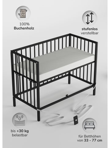 Beistellbett Matratze Cloud Air Rollen & Umbauseite Black Edition Dreamy 4in1
