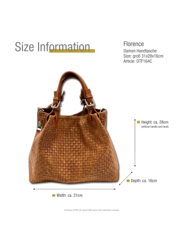 Leder Handtasche, Umhängetasche Florence Tasche braun ca. 31cm
