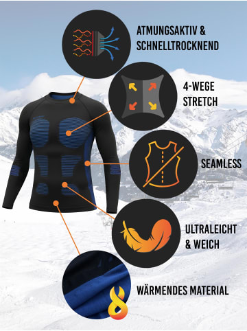 2x Herren Thermo Langarmshirt in Blau