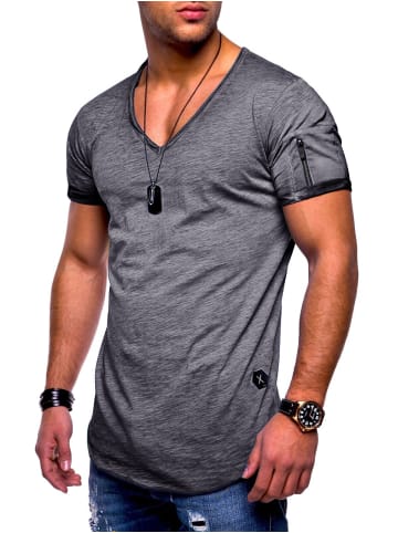 T-Shirt - BHKNINW Basic Kurzarm Oversized Shirt V-Ausschnitt in Dunkelgrau
