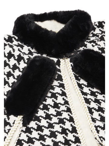 Women Poncho in Wollweiss Schwarz