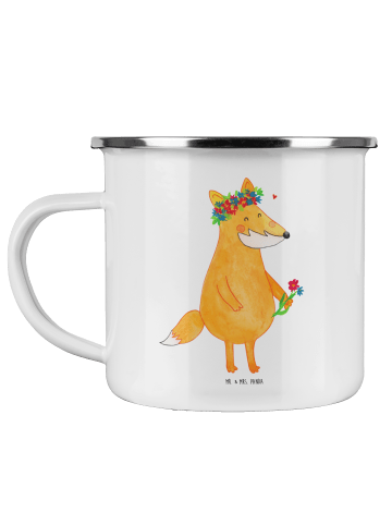 Becher Fuchs Blumen ohne Spruch in Weiß