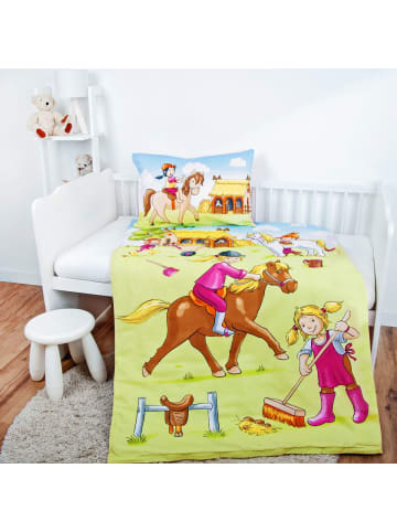 2 tlg. Flanell Bettwäsche 100x135cm Ponyhof in Bunt