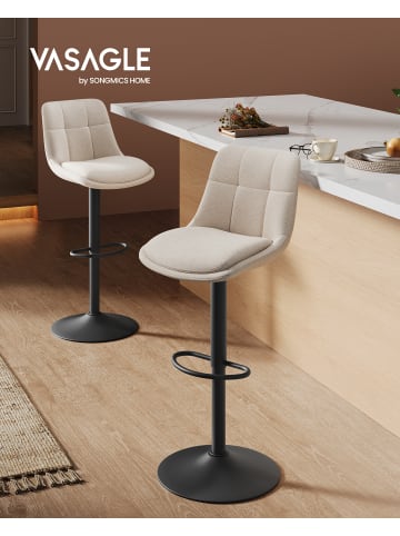 4er-Set: Barhocker in Beige, Schwarz - (B)48.5 x (H)(93.5-114) x (T)43 cm