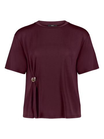 Halbarm-Shirt mit Schnalle in Dark Aubergine