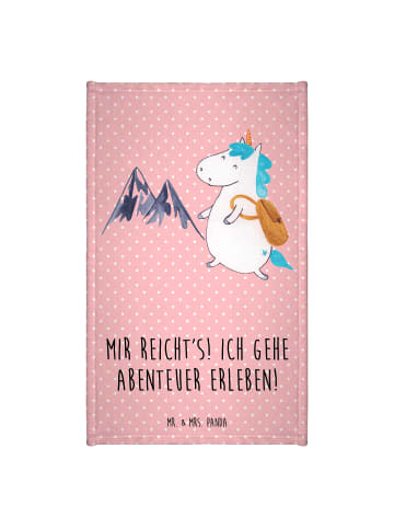 Handtuch Einhorn Bergsteiger mit Spruch in Rot Pastell