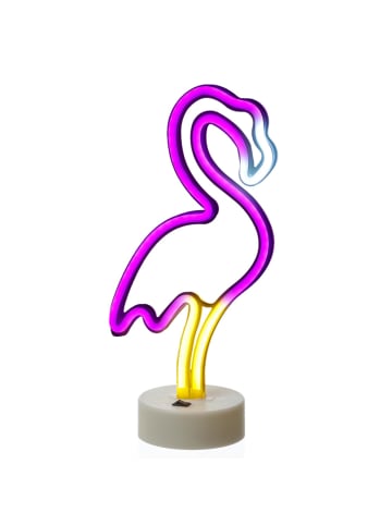 LED Neonlicht Dekofigur Flamingo H: 30cm in pink, gelb