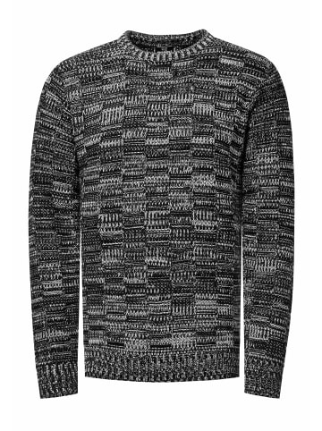 Kontrast Grobstrick Rundhals-Pullover in Schwarz