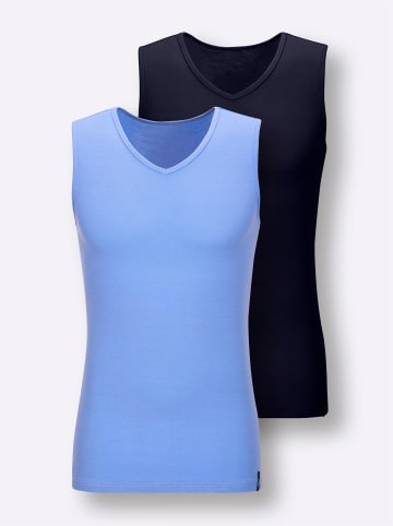 Unterhemd in marine + himmelblau