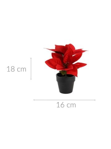 Künstlicher Weihnachtsstern im Topf in Rot, 18 cm