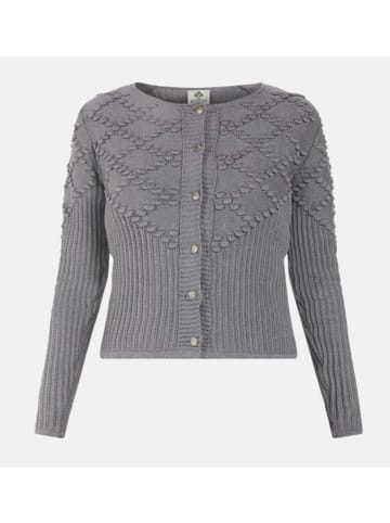 Taillierte Strickjacke mit Rautenmuster und Bommel
