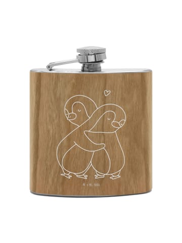 Flachmann Pinguine Kuscheln ohne Spruch in Braun