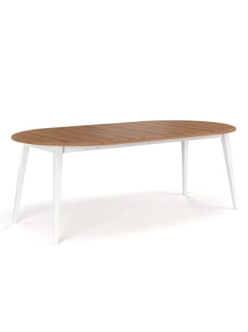 Esstisch Belluno Elegante weiß lackiert / Eichefarben 110-210 / 110 / 74,5cm