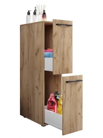 Holz Badmöbel Nischenschrank Schublade Sadilo L in Honig-Eiche