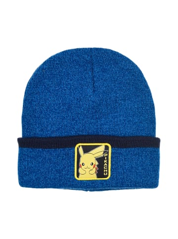 Kinder Beanie Jungen Mütze Pikachu Wintermütze Strick in Blau