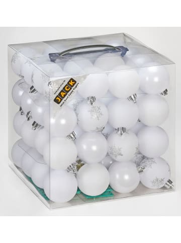 64x Kunststoff Christbaumkugeln 6cm Kugeln in Weiß