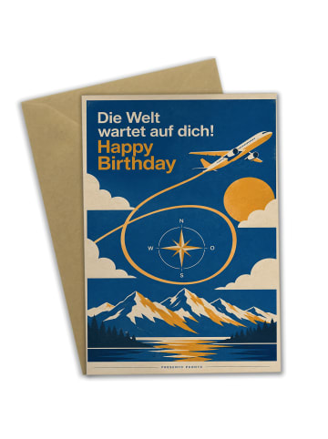 Geburtstagskarte Flugzeug dynamisch Design mit ... in Weiß