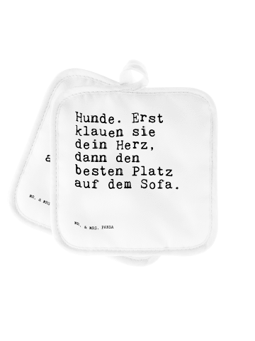 Topflappen Hunde. Erst klauen sie... mit Spruch in Weiß