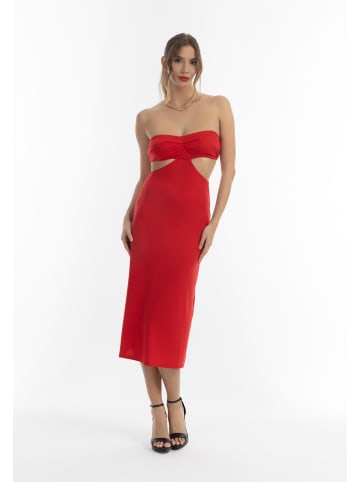 Damen Midikleid Mit Cut-Outs in Rot