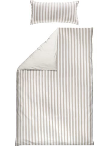 Mako-Single-Jersey Wendebettwäsche in taupe-weiß