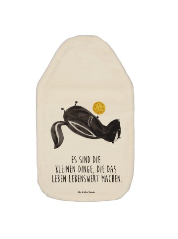 Wärmflasche Stinktier Ball mit Spruch in Weiß