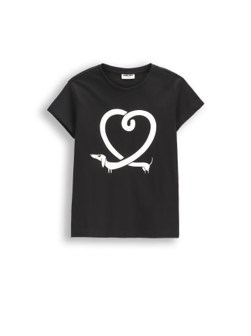Baumwoll-T-Shirt mit kurzen Ärmeln in schwarz
