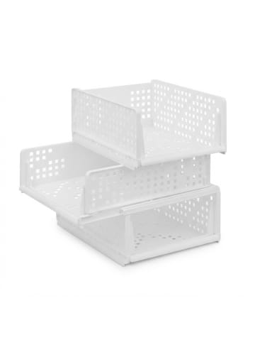 3 x Schrank Organizer in Weiß - (B)33,5 x (H)18 x (T)43,5 cm