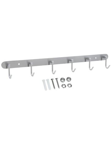 Garderobenleiste - Kleiderhaken Garderobe in Silber - Modell C (6 Haken)