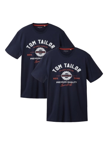 Logo T-Shirt 2-er Pack Kurzarm Set mit Logo Print in Blau-2