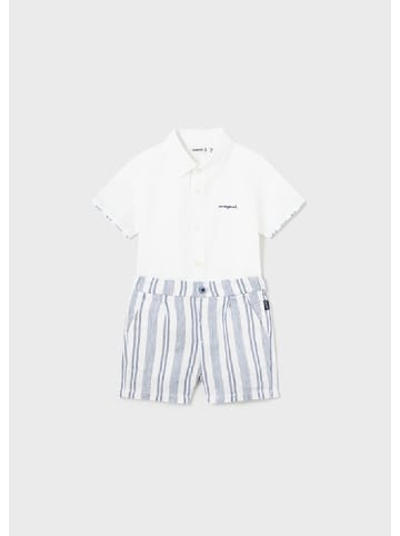 festliches Leinen-Sommerset Hemd & Shorts in marineblau