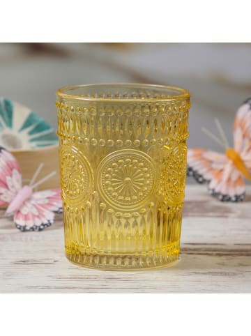 Trinkglas Wasserglas Vintage Boho 280ml in gelb