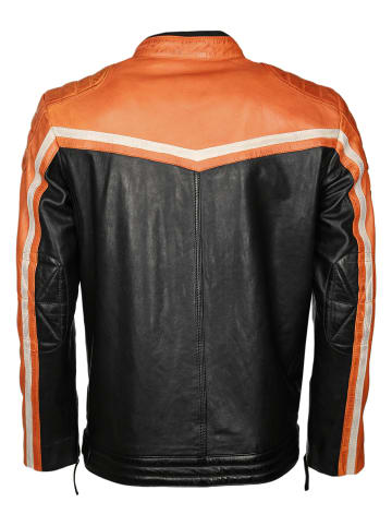 Lederjacke Gunner in schwarz orange