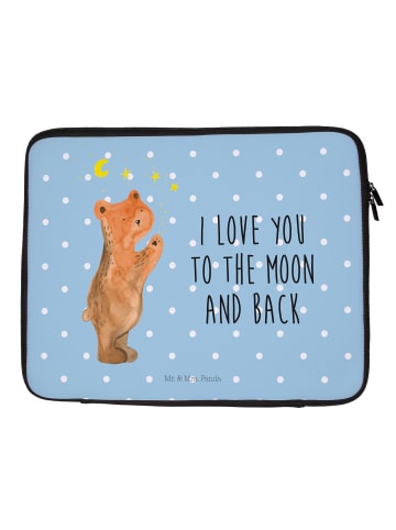 Laptop Tasche Verliebter Bär mit Spruch in Blau Pastell