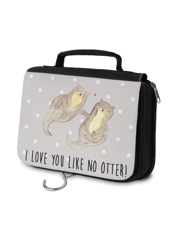 Kosmetiktasche Otter Hände halten mit Spruch in Grau Pastell