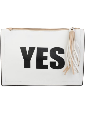 Clutch Handtasche in Beige / Weiß
