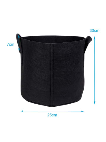 Vlies Pflanzsack - Pflanzen Übertopf in 10x Schwarz - 20L - 30x25cm
