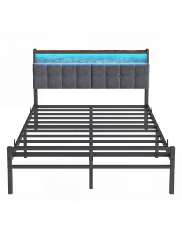 Bettgestell Conner in Schwarz-Braun - (B)140.5 x (H)104.5 x (T)218.3 cm